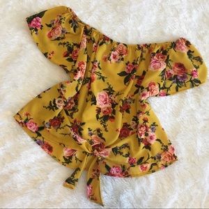 Offshoulder Floral Crop Top (Yellow)